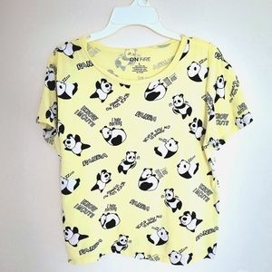 On Fire "Never Say No to Panda" and " I hate Mondays" Panda Print T-shirt